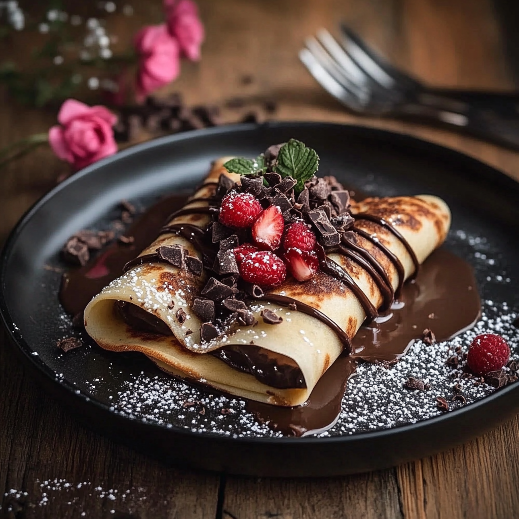 Handmade Chocolate-Filled Rolled Crêpes: A Gourmet Sweet Treat
